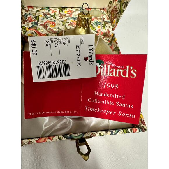 Dillard's 1998 Timekeeper Santa Hand Painted Signed Christmas Ornament-NEW! - Picture 4 of 12